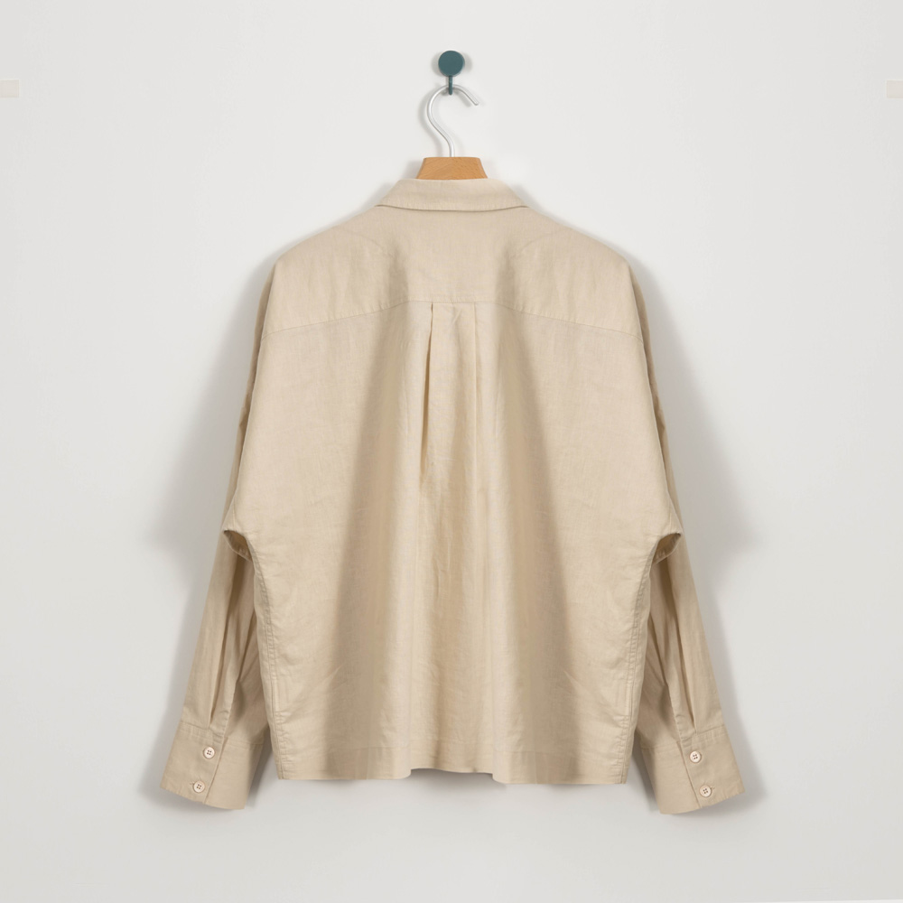 Custom Women Cotton And Linen Button Up Shirt 4Y4A0481