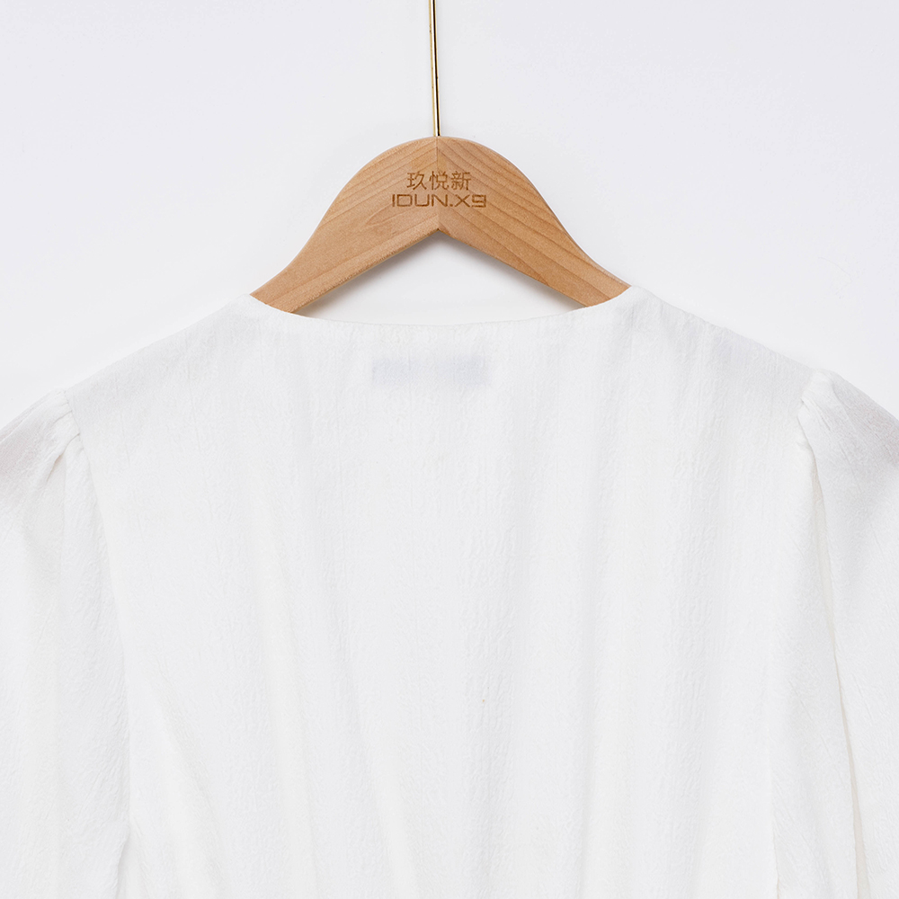 New Joys V Neck White Maxi Dress with Smocked Details