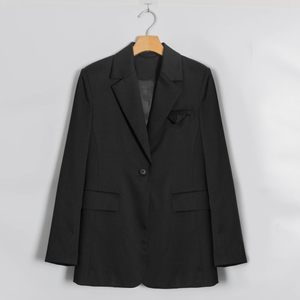 Custom Black Resposible Wool Twill Blazer 4Y4A0035