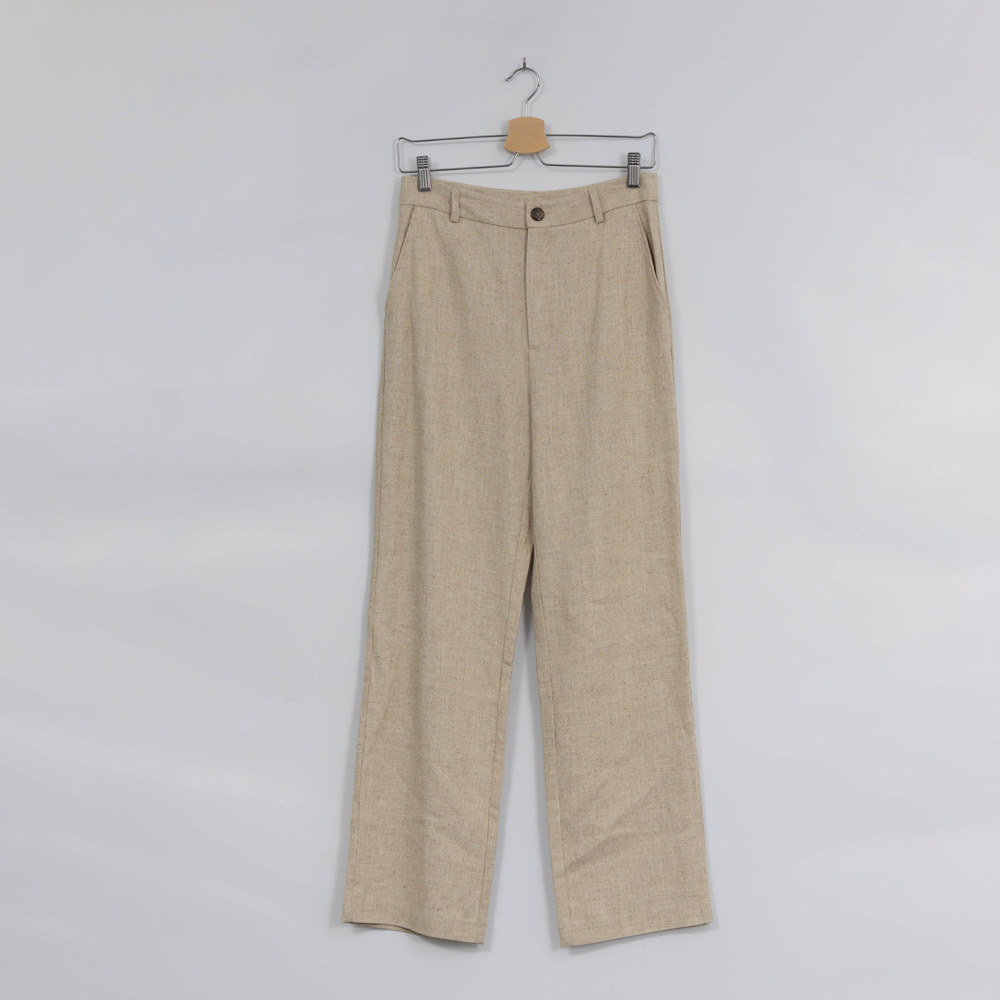Custom Women Casual Linen Zipper Belted Trousers 4Y4A9450