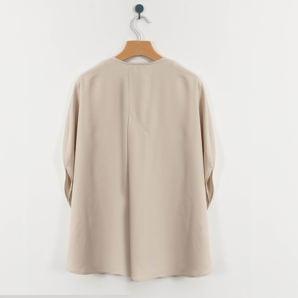 Custom Women Collarless Recycle Polyester Hidden Button Up Shirt 4Y4A0490