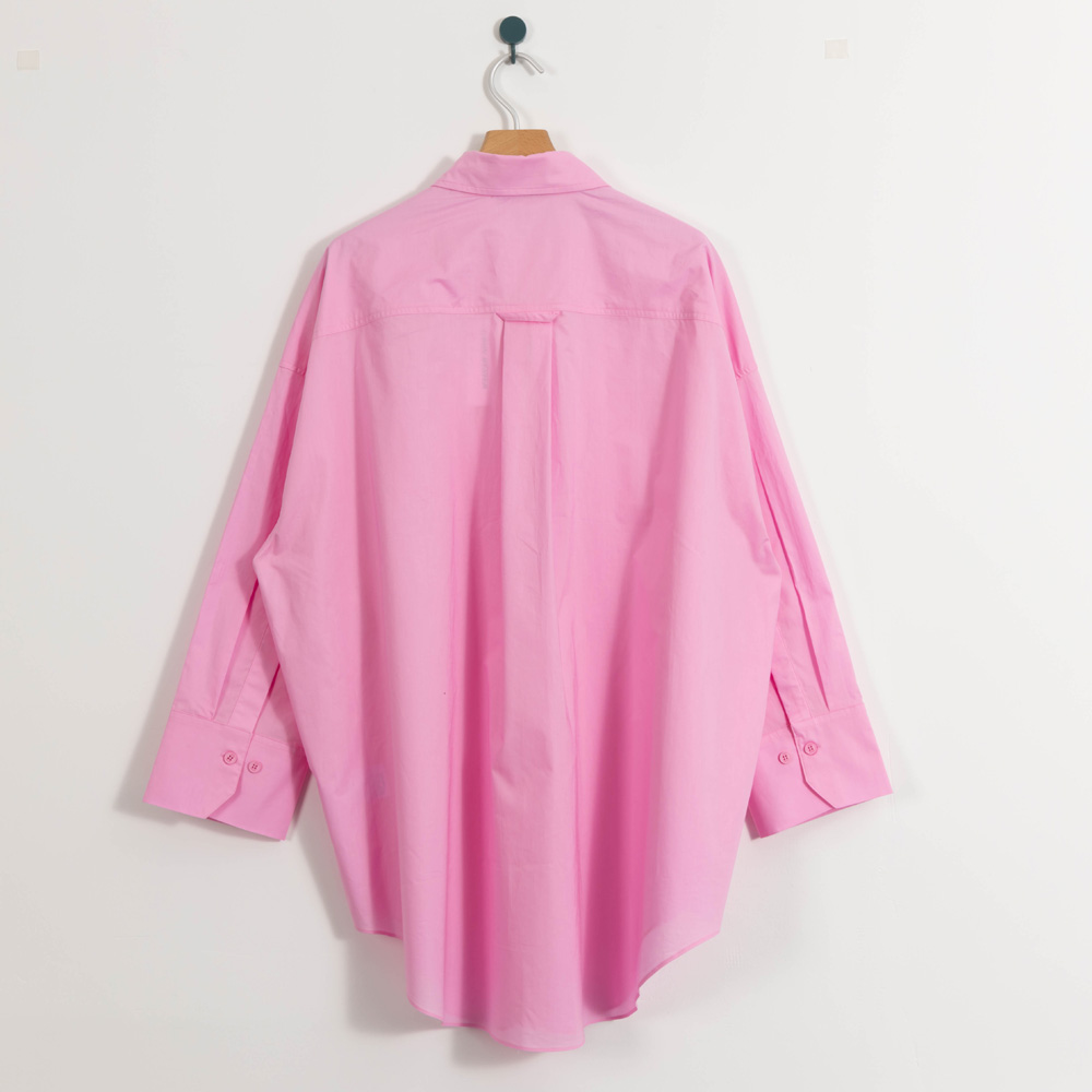Custom Women Long Poplin Pink Button Up Shirt 4Y4A0680